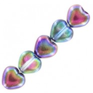 Czech Hearts beads kralen 6mm Crystal magic blue 00030/95100